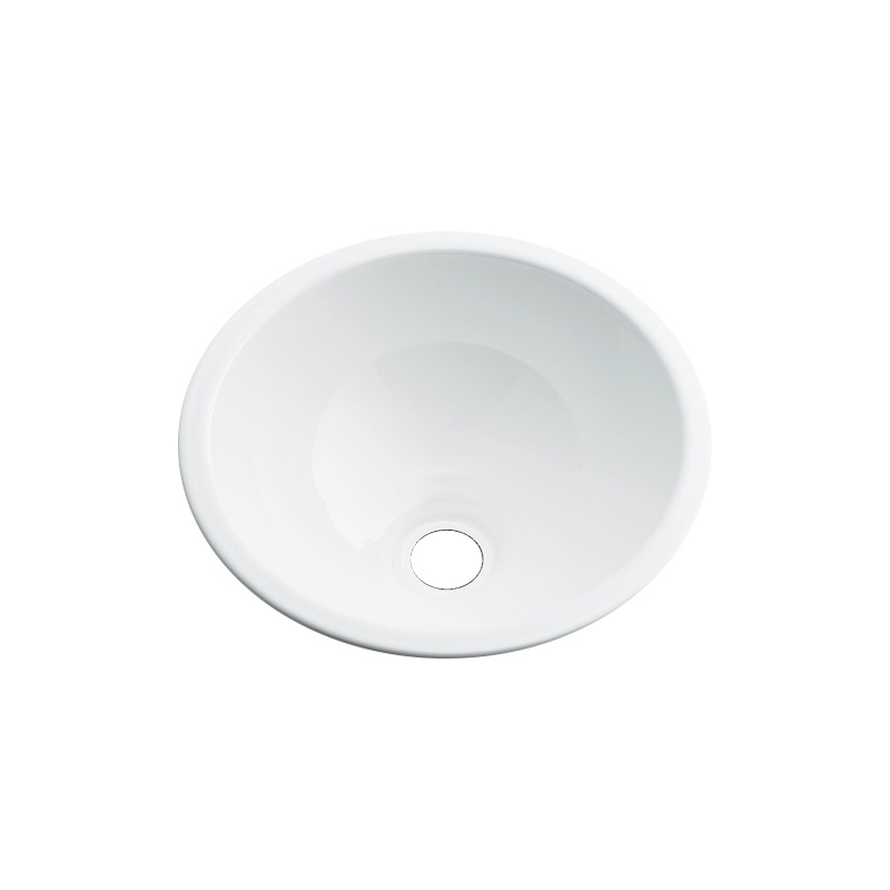 493-026-W 丸型手洗器 ホワイト ホーロー 鉄穴（カンナ） カクダイ 