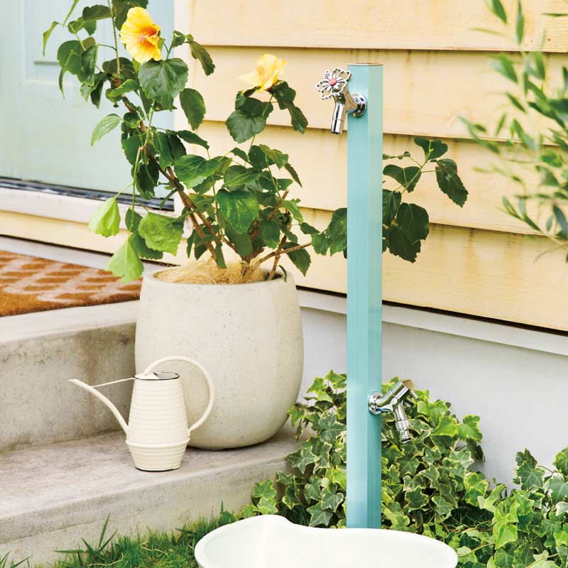 花ハンドルが可愛い蛇口付き水栓柱の通販