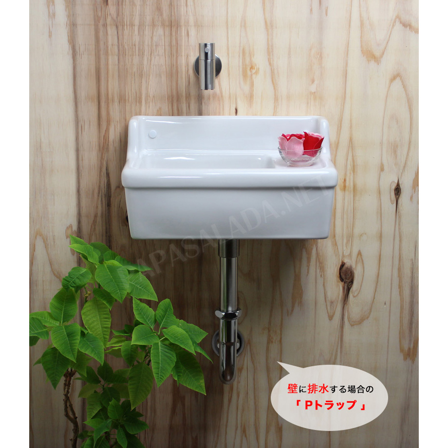 KOLM】ステンレスガーデン水栓＆【Essence】壁付型手洗器Sレクタングル