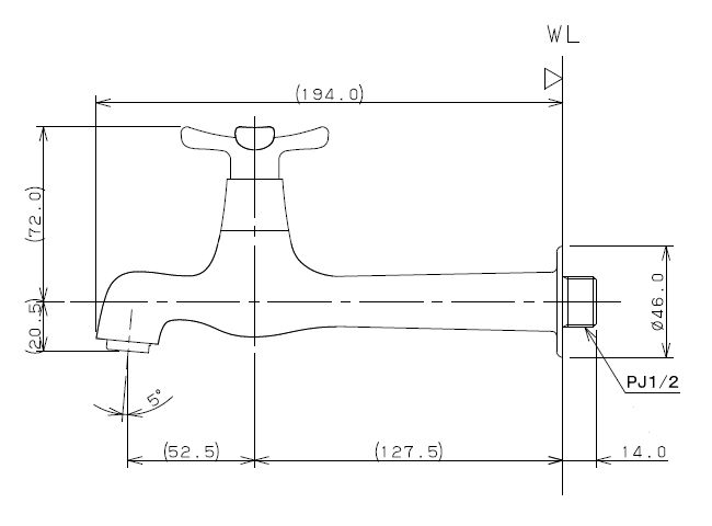 カクダイ 横水栓(ロング)  クリアブラス 702-003-CG - 3