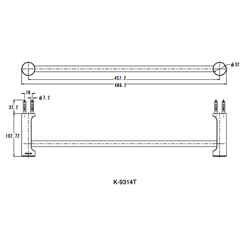 K-9314T-CP July 18 Towel Bar ジュライ タオルバー 18インチ KOHLER