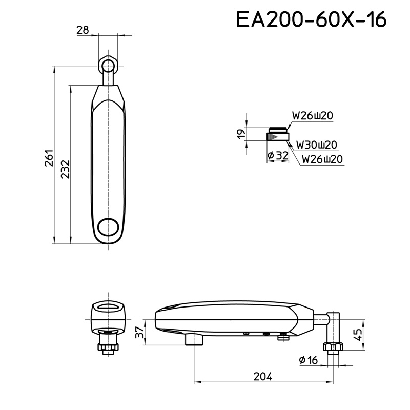 EA200-60X-16 自動水栓横形パイプ センサー式水栓 洗面用 吐水パイプ 蛇口用部材 三栄（サンエイ） パパサラダ