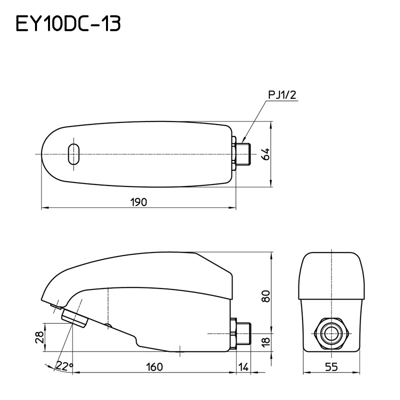 SANEI 自動横水栓 アルカリ乾電池仕様 EY10DC-13 - 4