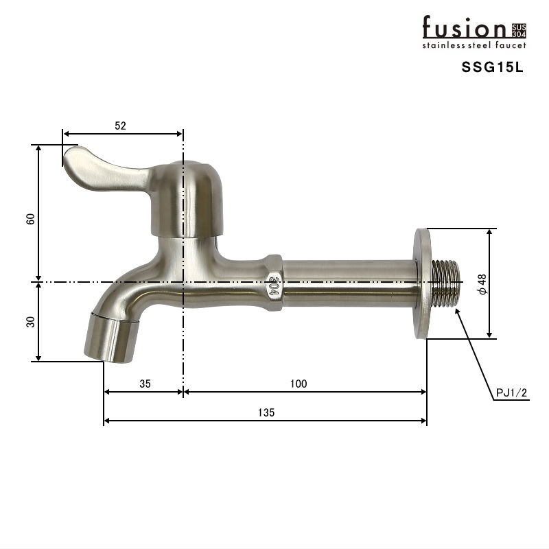 fusion】SSG15L ステンレス ガーデン水栓（ロング）｜個性派水回りショップパパサラダ
