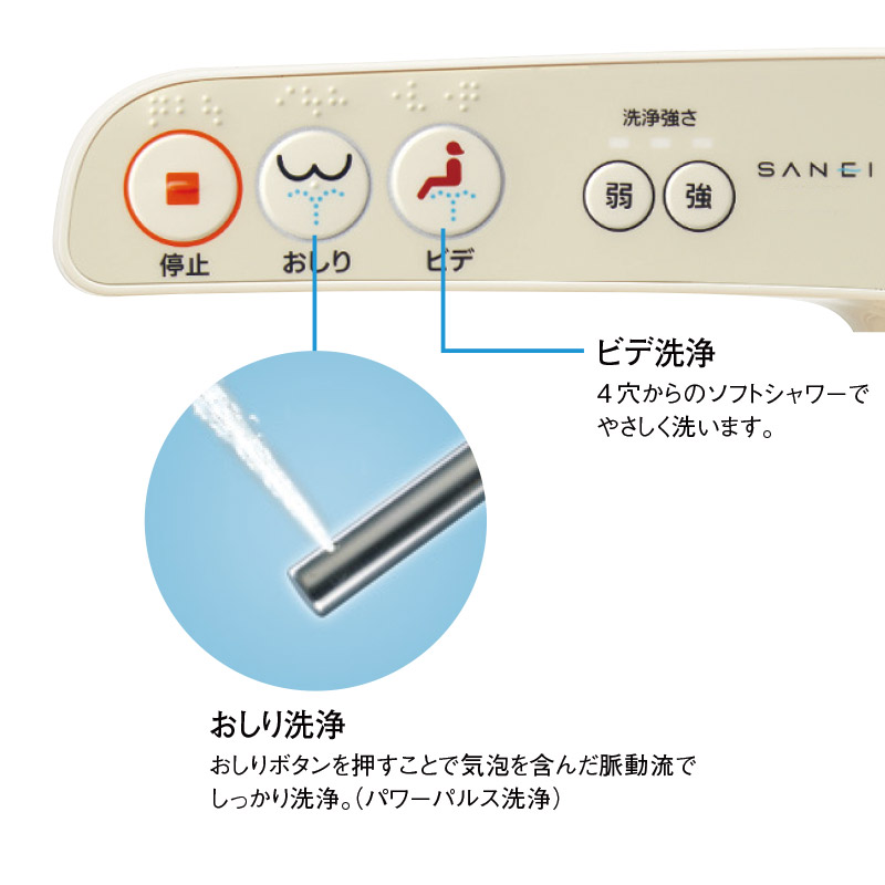 買取 岡山 三栄水栓/SANEI トイレ用品【EW9013-W】(ホワイト) 温水洗浄