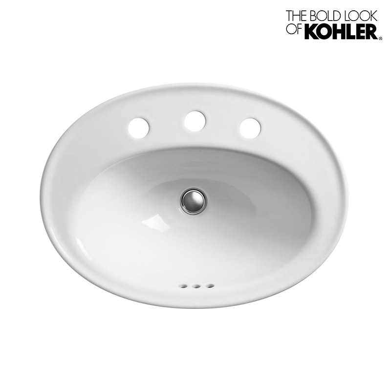 KOHLER コーラー 洗面ボウル セリフ オーバル洗面器（3ホール・8インチ） 楕円 洗面ボール K-2075-8