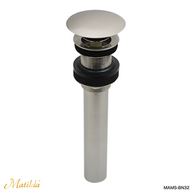 洗面ボール用化粧目皿付プッシュ式排水金具32mm横穴なし MAMS-BN32