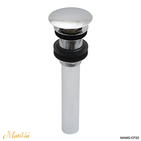 洗面ボウル用化粧目皿付プッシュ式排水金具32mm横穴なし MAMS-CP32