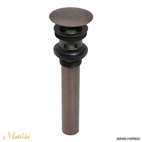 洗面所用化粧目皿付プッシュ式排水金具32mm横穴あり MAMS-HORB32
