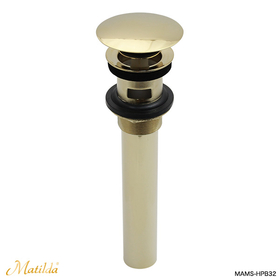 洗面台用化粧目皿付プッシュ式排水金具32mm横穴あり MAMS-HPB32