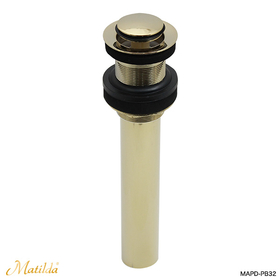 洗面ボウル用のプッシュ式排水金具32mm横穴無し MAPD-PB32