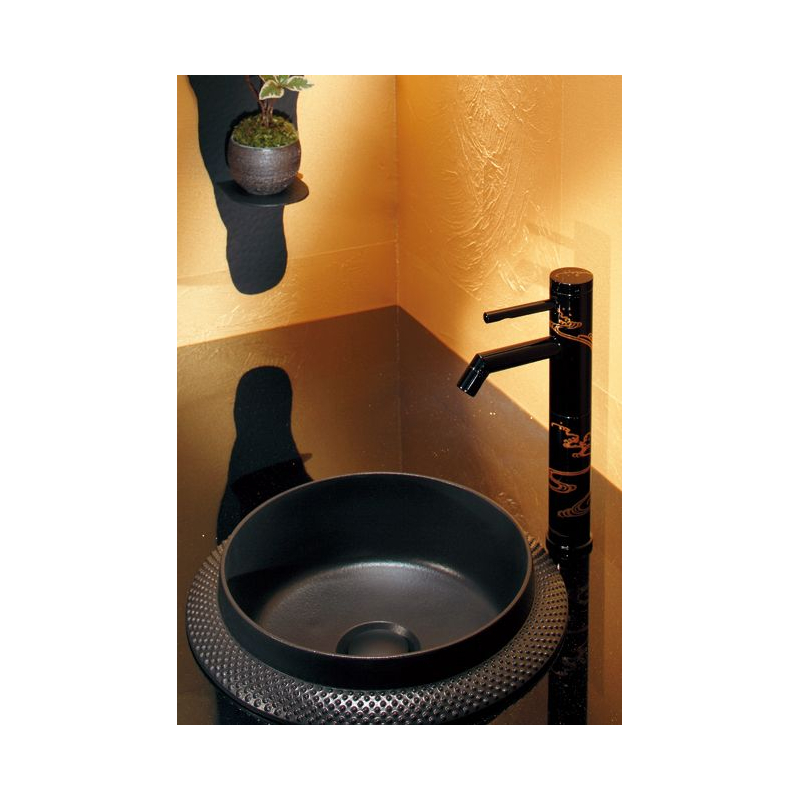 493-036 丸型手洗器 鉄穴（かんな） 南部鉄器 カクダイ（KAKUDAI）｜パパサラダ
