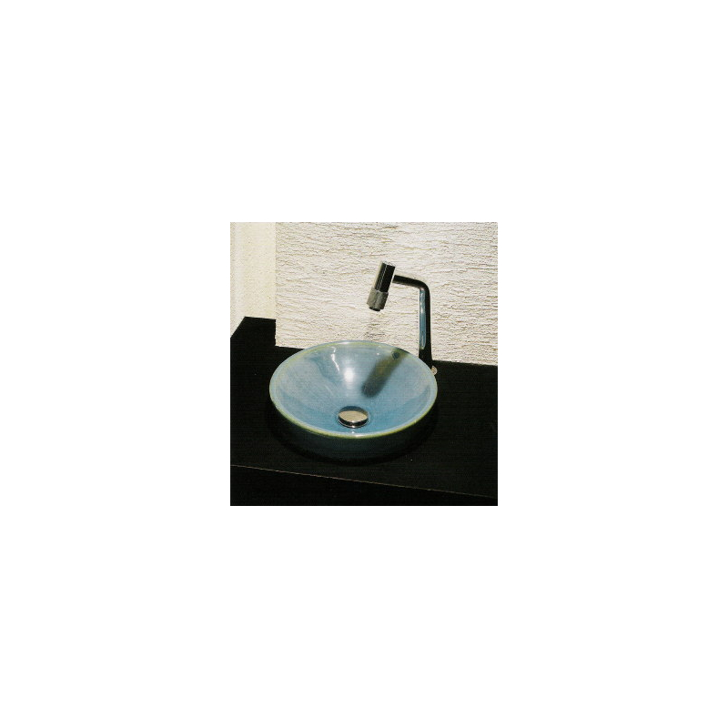 493-012-CB 丸型手洗器 孔雀 瑠珠 信楽焼 カクダイ（KAKUDAI）｜パパサラダ