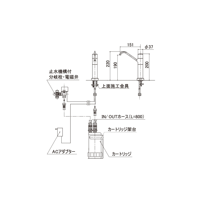 A602ZC 【クリンスイ】アンダーシンクタイプ浄水器 専用・電子水栓（UZC2000付属） パパサラダ