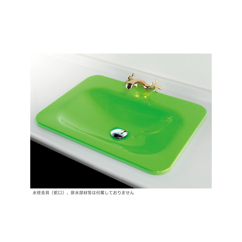 MR-493220GR 角型洗面器 アップルグリーン marmorin（マルモリン） カクダイ（KAKUDAI）｜パパサラダ