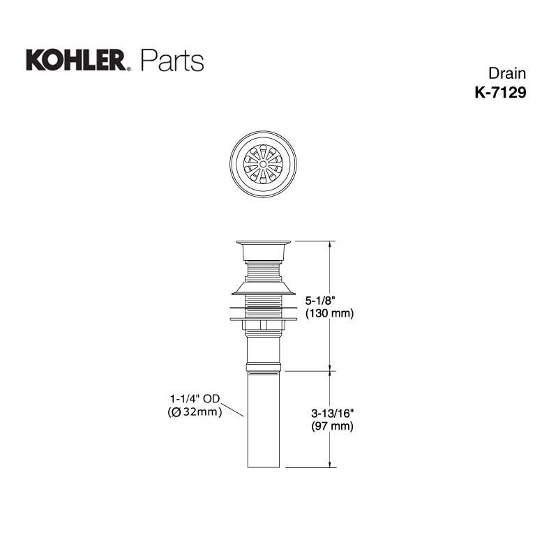 素晴らしい Kohler K-7129-G 洗面所用グリッド 排水管 オーバーフローなし つや消しクロム