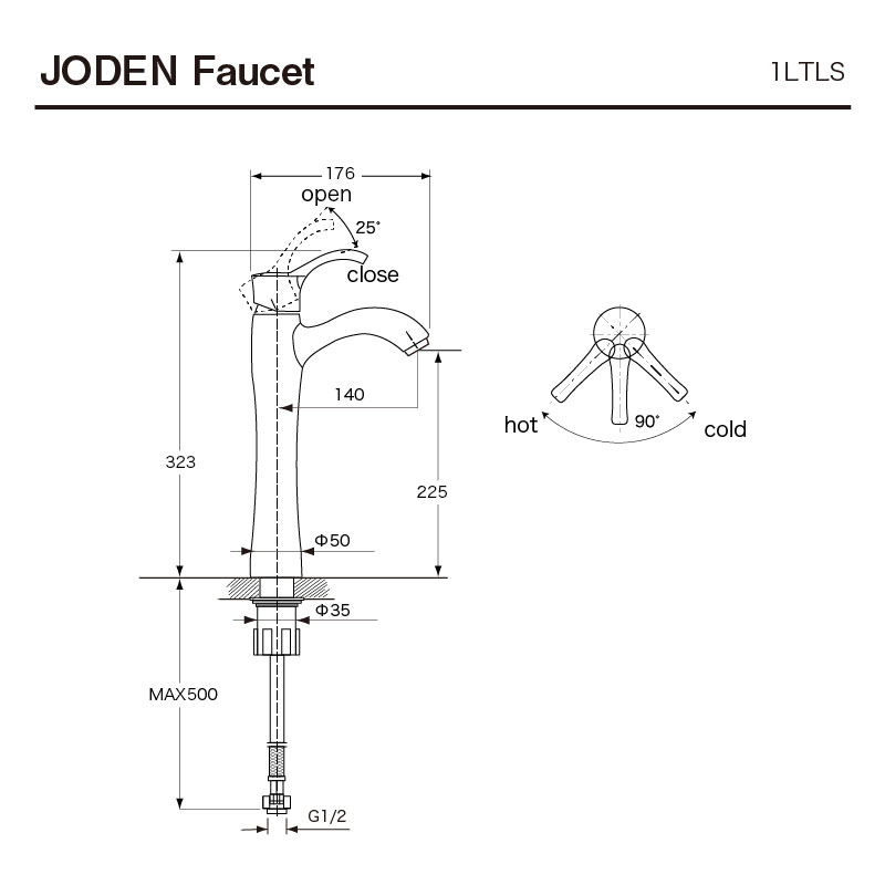 水栓金具 JODEN タワーシリーズ シングルレバー混合水栓 1LTLS - 5