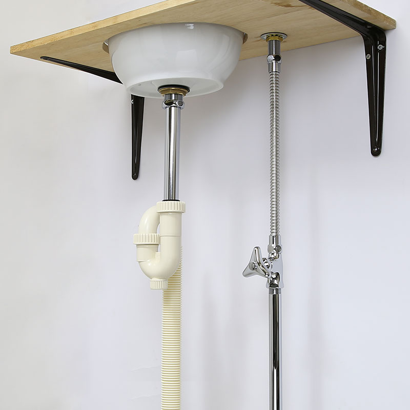 給水金具と排水部材セット クロム ジャバラトラップ（単水栓・床給水・床排水25） パパサラダ