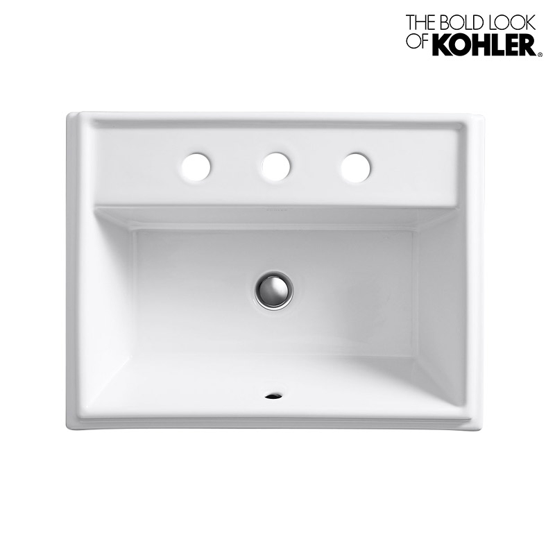 KOHLER コーラー 洗面ボウル トレシャム レクタングル洗面器 （3ホール・8インチタイプ） 陶器 洗面台 K-2991-8