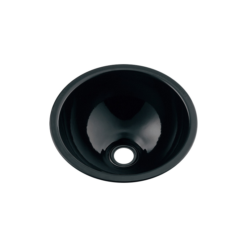 493-026-D 丸型手洗器 ブラック ホーロー 鉄穴（カンナ） カクダイ