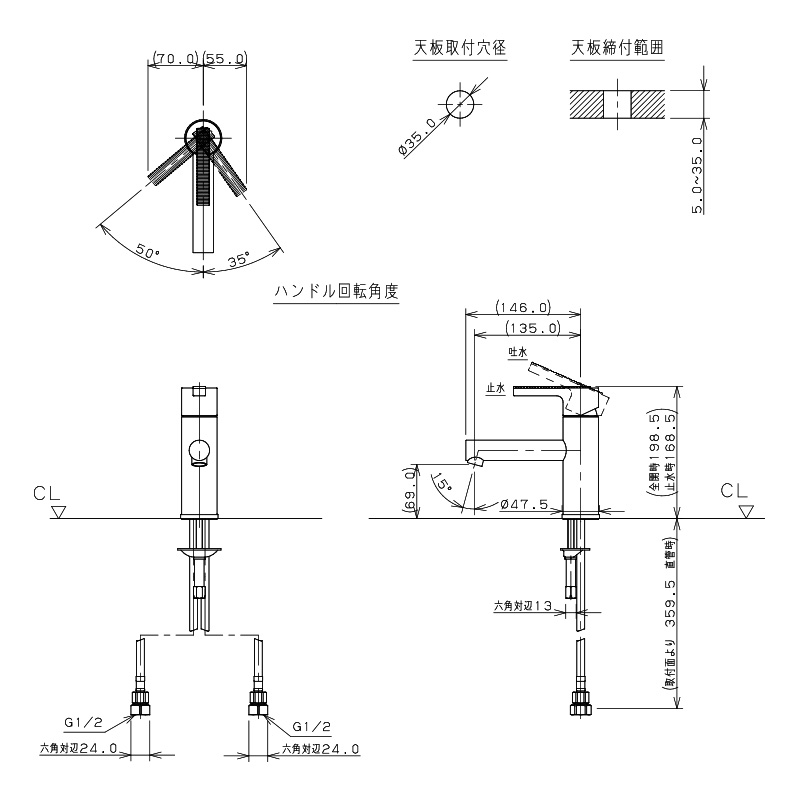 183-279 カクダイ（KAKUDAI） シングルレバー混合栓 Ren（レン） 洗面所用蛇口・水栓金具 ｜パパサラダ