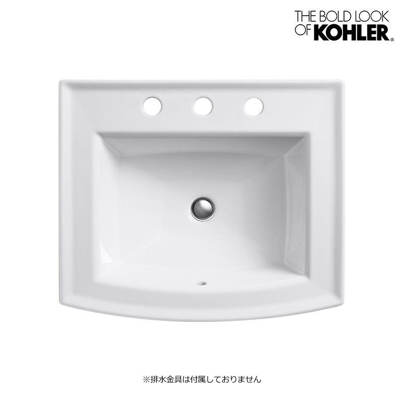 KOHLER コーラー 洗面ボウル アーチャー ペデスタルシンク 脚付洗面台（3ホール・8インチ） 大型 洗面ボール K-2359-8