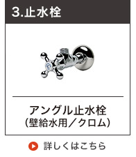 壁用の給水金具のアングル止水栓