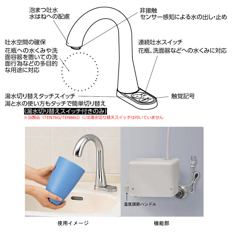 【日本で買】TOTO 自動水栓 アクアオート TEN87G1 (100V)　2021年製 水栓、蛇口